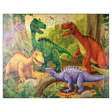 puzzleplate Colorful Dinosaur Scene - Vibrant Prehistoric Illustration 100 Jigsaw Puzzle