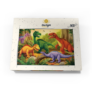 Colorful Dinosaur Scene - Vibrant Prehistoric Illustration 500 Jigsaw Puzzle box view3