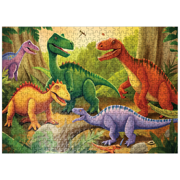 puzzleplate Colorful Dinosaur Scene - Vibrant Prehistoric Illustration 500 Jigsaw Puzzle