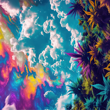 Psychedelic Sky Over Vibrant Foliage 100 Jigsaw Puzzle 3D Modell