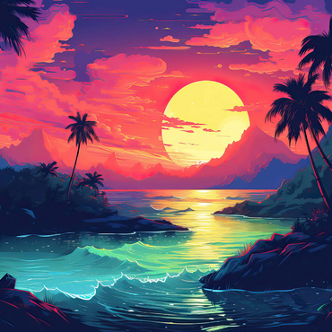 Tropical Sunset Paradise 1000 Jigsaw Puzzle 3D Modell