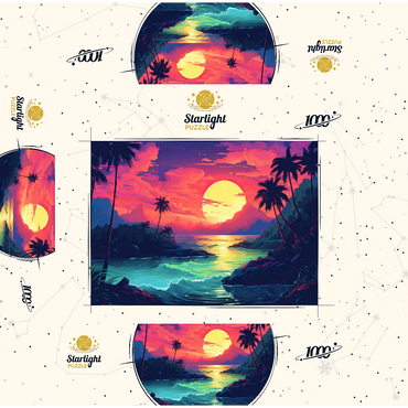 Tropical Sunset Paradise 1000 Jigsaw Puzzle box 3D Modell