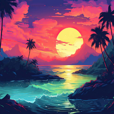 Tropical Sunset Paradise 100 Jigsaw Puzzle 3D Modell
