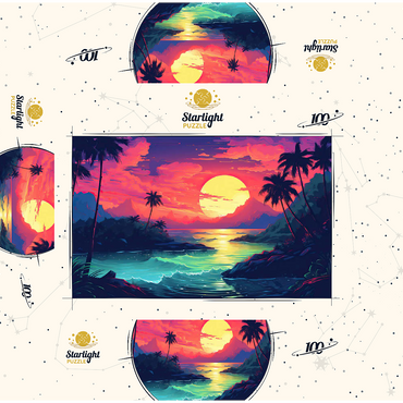 Tropical Sunset Paradise 100 Jigsaw Puzzle box 3D Modell