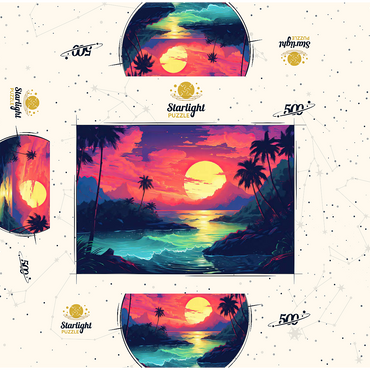 Tropical Sunset Paradise 500 Jigsaw Puzzle box 3D Modell