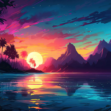 Tropical Sunset Reflection 1000 Jigsaw Puzzle 3D Modell