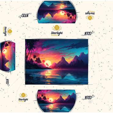 Tropical Sunset Reflection 1000 Jigsaw Puzzle box 3D Modell