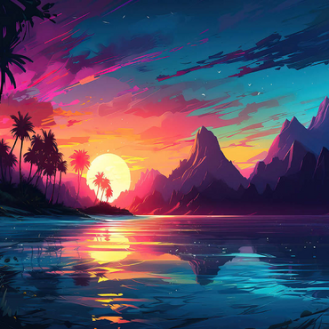 Tropical Sunset Reflection 100 Jigsaw Puzzle 3D Modell