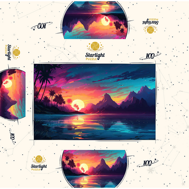 Tropical Sunset Reflection 100 Jigsaw Puzzle box 3D Modell