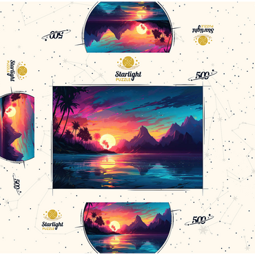 Tropical Sunset Reflection 500 Jigsaw Puzzle box 3D Modell