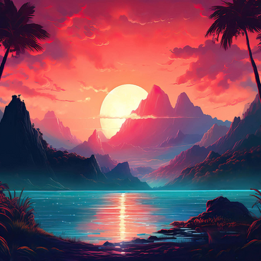 Majestic Tropical Sunset 1000 Jigsaw Puzzle 3D Modell