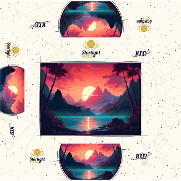 Majestic Tropical Sunset 1000 Jigsaw Puzzle box 3D Modell