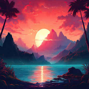 Majestic Tropical Sunset 100 Jigsaw Puzzle 3D Modell