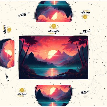Majestic Tropical Sunset 100 Jigsaw Puzzle box 3D Modell