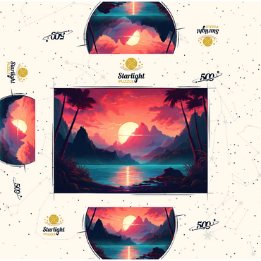 Majestic Tropical Sunset 500 Jigsaw Puzzle box 3D Modell