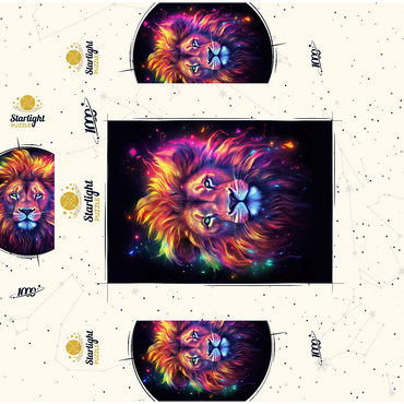 Vibrant Cosmic Lion 1000 Jigsaw Puzzle box 3D Modell