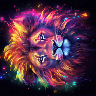 Vibrant Cosmic Lion 100 Jigsaw Puzzle 3D Modell