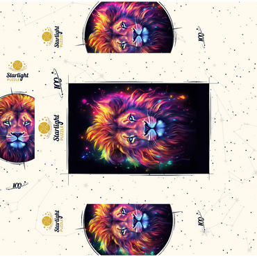 Vibrant Cosmic Lion 100 Jigsaw Puzzle box 3D Modell