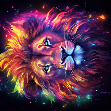 Vibrant Cosmic Lion 500 Jigsaw Puzzle 3D Modell