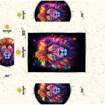 Vibrant Cosmic Lion 500 Jigsaw Puzzle box 3D Modell