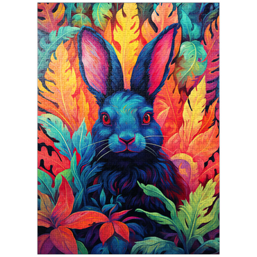 puzzleplate Vibrant Rabbit in Psychedelic Jungle 1000 Jigsaw Puzzle
