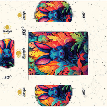 Vibrant Rabbit in Psychedelic Jungle 1000 Jigsaw Puzzle box 3D Modell