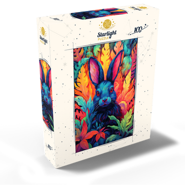 Vibrant Rabbit in Psychedelic Jungle 100 Jigsaw Puzzle box view2