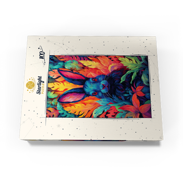 Vibrant Rabbit in Psychedelic Jungle 100 Jigsaw Puzzle box view3