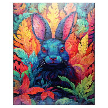 puzzleplate Vibrant Rabbit in Psychedelic Jungle 100 Jigsaw Puzzle