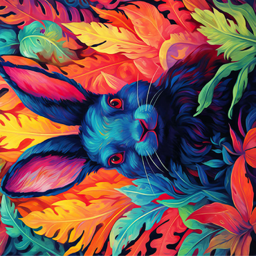 Vibrant Rabbit in Psychedelic Jungle 100 Jigsaw Puzzle 3D Modell