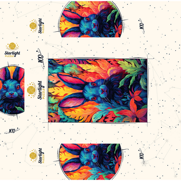 Vibrant Rabbit in Psychedelic Jungle 100 Jigsaw Puzzle box 3D Modell