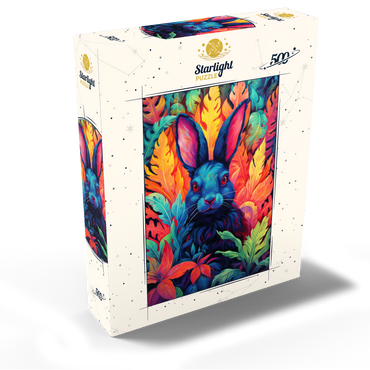 Vibrant Rabbit in Psychedelic Jungle 500 Jigsaw Puzzle box view2