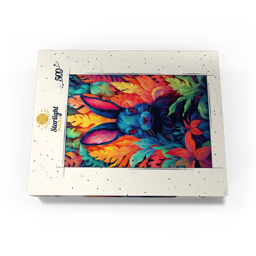 Vibrant Rabbit in Psychedelic Jungle 500 Jigsaw Puzzle box view3