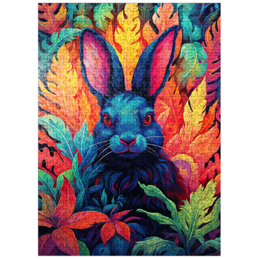puzzleplate Vibrant Rabbit in Psychedelic Jungle 500 Jigsaw Puzzle
