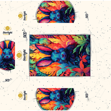 Vibrant Rabbit in Psychedelic Jungle 500 Jigsaw Puzzle box 3D Modell