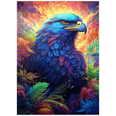 puzzleplate Majestic Blue Eagle in a Vibrant Fantasy Jungle 1000 Jigsaw Puzzle