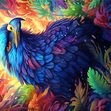 Majestic Blue Eagle in a Vibrant Fantasy Jungle 1000 Jigsaw Puzzle 3D Modell