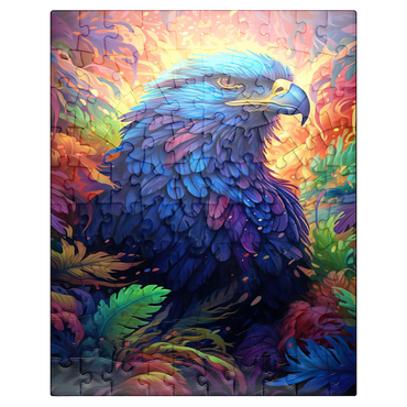 puzzleplate Majestic Blue Eagle in a Vibrant Fantasy Jungle 100 Jigsaw Puzzle