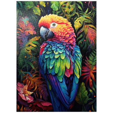 puzzleplate Vibrant Scarlet Macaw in Tropical Jungle 1000 Jigsaw Puzzle