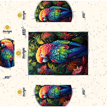 Vibrant Scarlet Macaw in Tropical Jungle 1000 Jigsaw Puzzle box 3D Modell