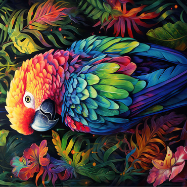 Vibrant Scarlet Macaw in Tropical Jungle 100 Jigsaw Puzzle 3D Modell