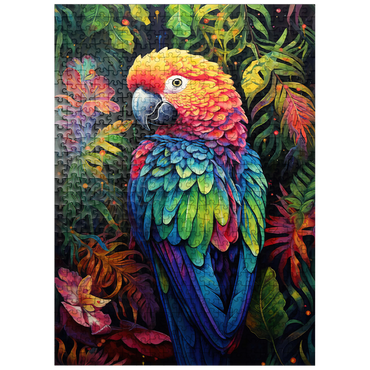 puzzleplate Vibrant Scarlet Macaw in Tropical Jungle 500 Jigsaw Puzzle