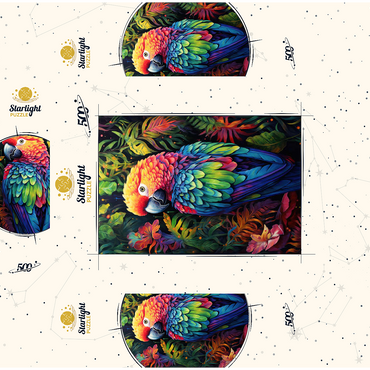 Vibrant Scarlet Macaw in Tropical Jungle 500 Jigsaw Puzzle box 3D Modell
