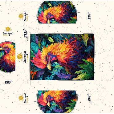 Vibrant Rooster with Tropical Foliage 1000 Jigsaw Puzzle box 3D Modell