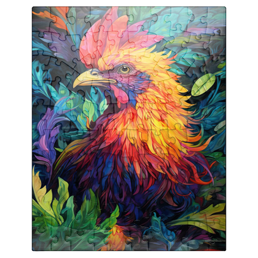 puzzleplate Vibrant Rooster with Tropical Foliage 100 Jigsaw Puzzle
