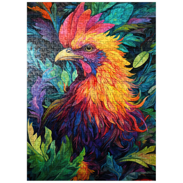 puzzleplate Vibrant Rooster with Tropical Foliage 500 Jigsaw Puzzle