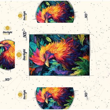 Vibrant Rooster with Tropical Foliage 500 Jigsaw Puzzle box 3D Modell