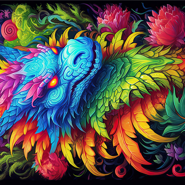 Vibrant Fantasy Dragon with Lush Foliage 1000 Jigsaw Puzzle 3D Modell