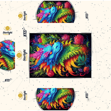 Vibrant Fantasy Dragon with Lush Foliage 1000 Jigsaw Puzzle box 3D Modell