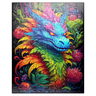 puzzleplate Vibrant Fantasy Dragon with Lush Foliage 100 Jigsaw Puzzle